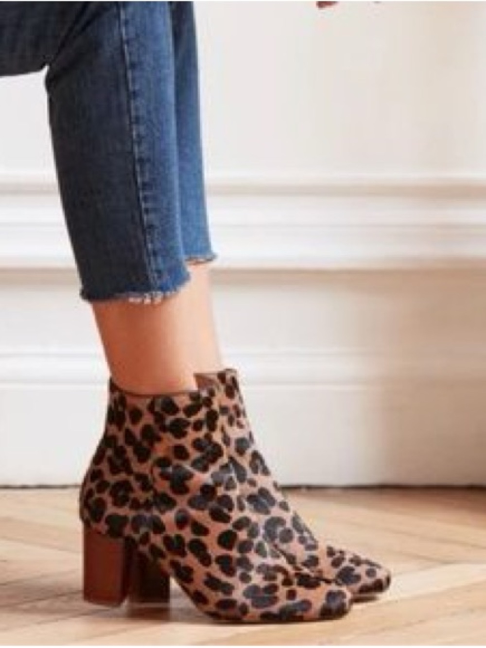 Sézane Lea Leopard Print Ankle Boots size 36